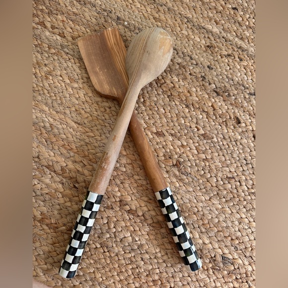 MacKenzie-Childs Checkered Wooden Utensils - Picture 1 of 8